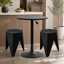 Bar Stools and Table Set 3-Piece Kitchen Dining Desk Chairs Café Black