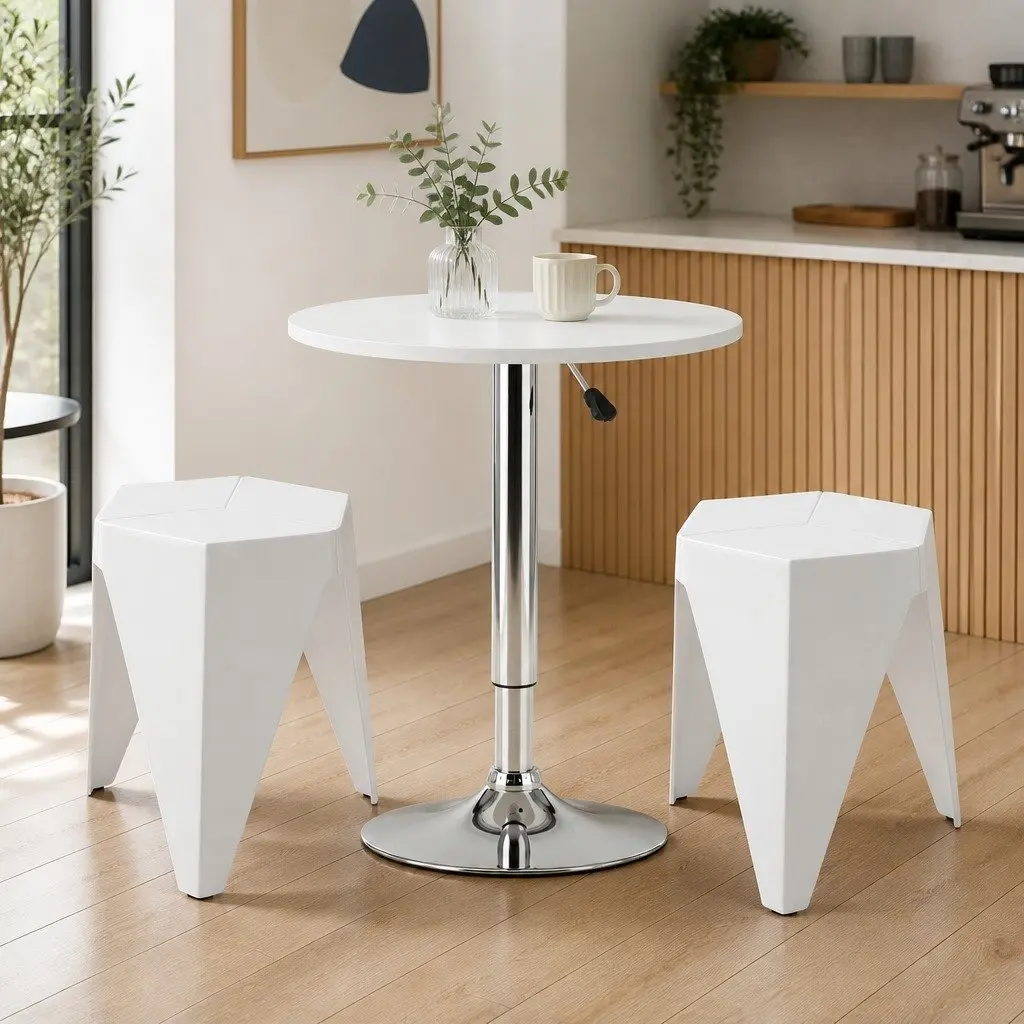 3 Piece Bar Stools and Table Set in White