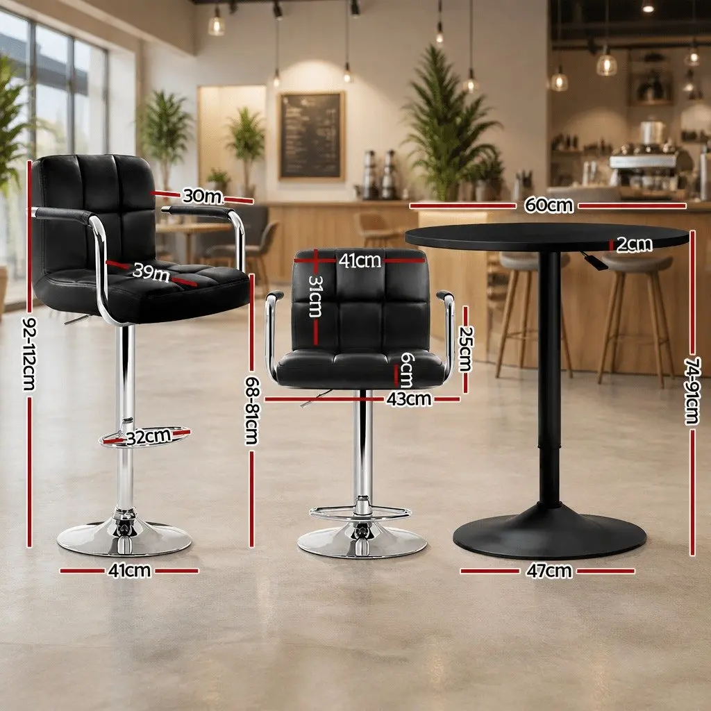 Adjustable Bar Table and Stools Set
