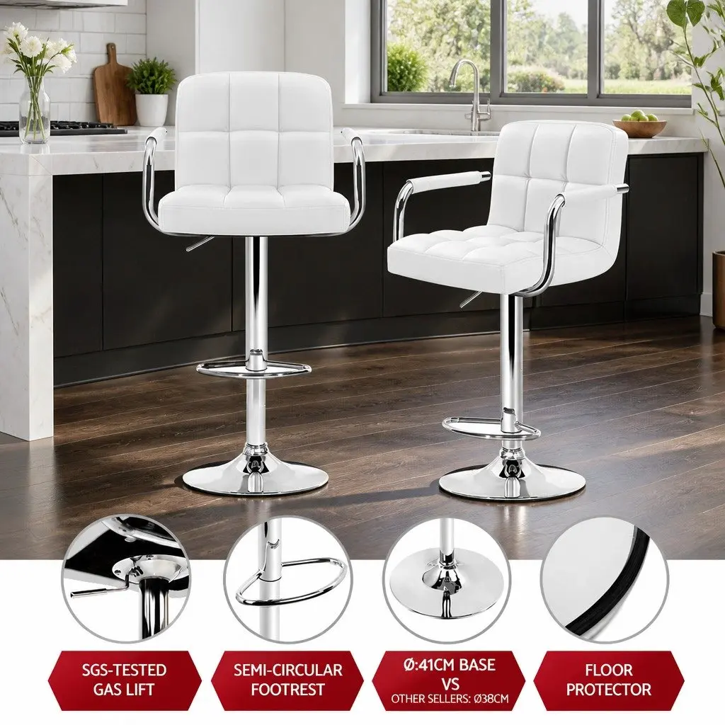 Height Adjustable White Bar Table and Stools Set