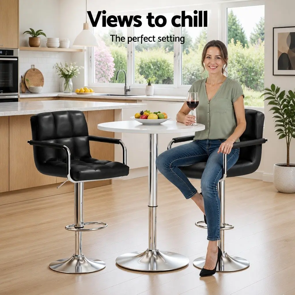 Bar Table and Stools Set with 360 Swivel