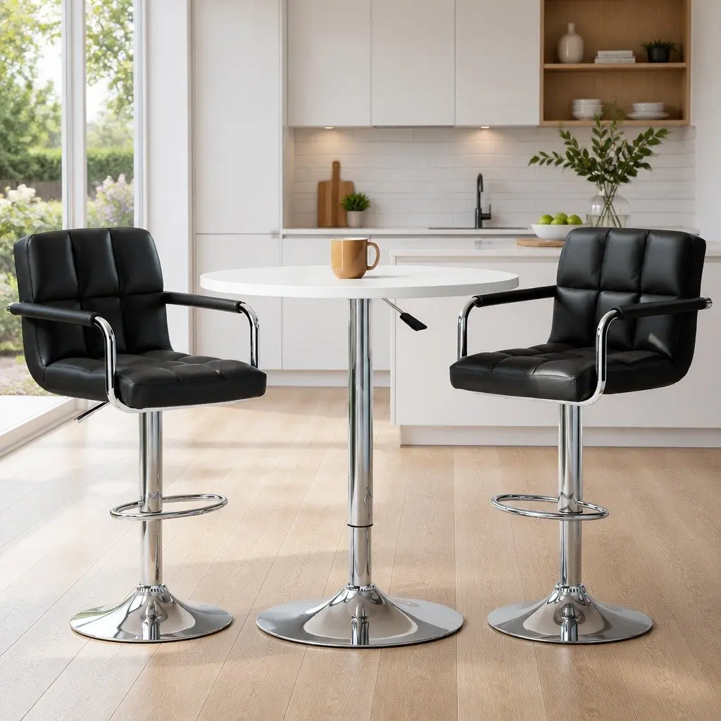 Bar Table and Stools Set with 360 Swivel