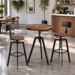 Durable Industrial Bar Table and Swivel Stools Set