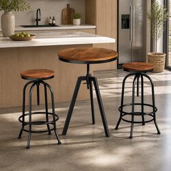 Industrial Design Bar Table and Stool Set with Swivel