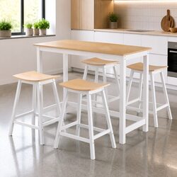 Durable 5 Piece Bar Table and Stools Set for Dining