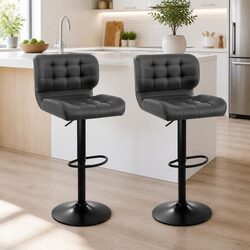 Premium Grey Gas Lift Swivel Bar Stools 2 Pack
