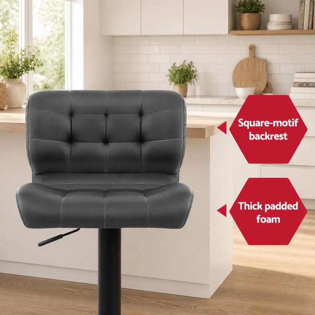 Grey Gas Lift Swivel Bar Stools 2 Pack