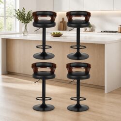 Stylish Black Gas Lift Bar Stools Set of 4