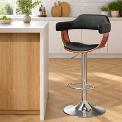 Stylish Gas Lift Swivel Bar Stool with Chrome Base