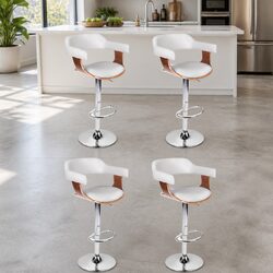 Contemporary Adjustable Bar Stools with Chrome Base x4