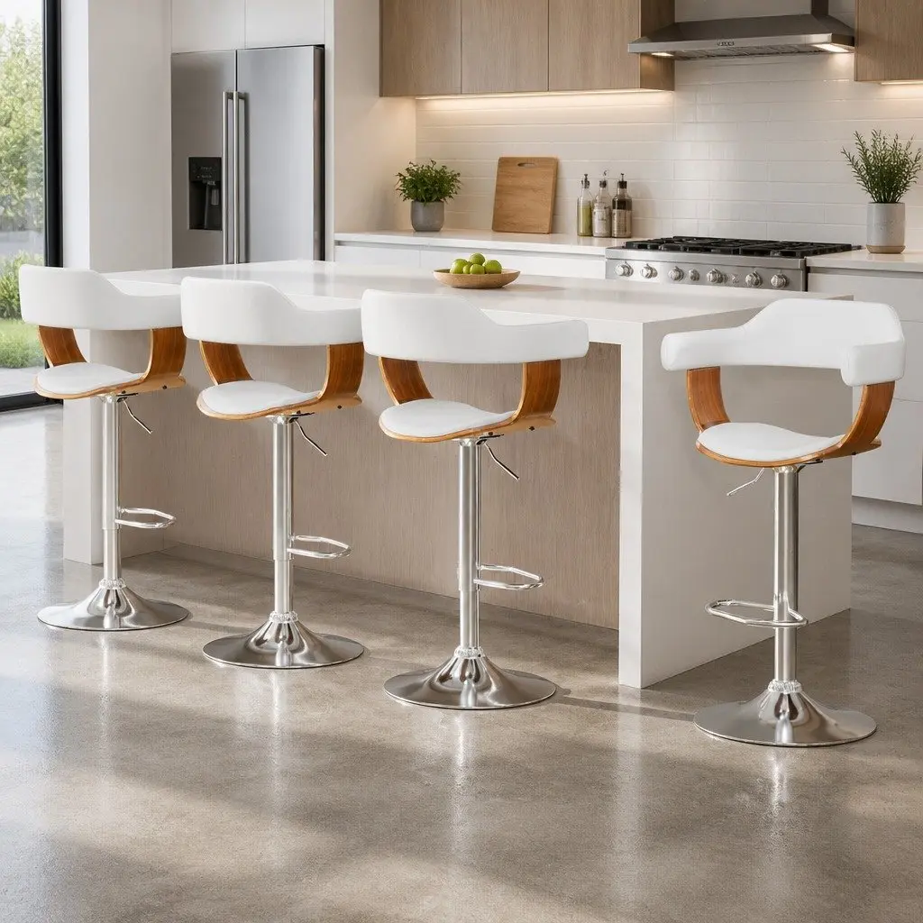 Adjustable Bar Stools with Chrome Base x4