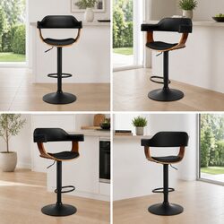 Modern Bar Stools with Gas Lift Armrest - Set of 4