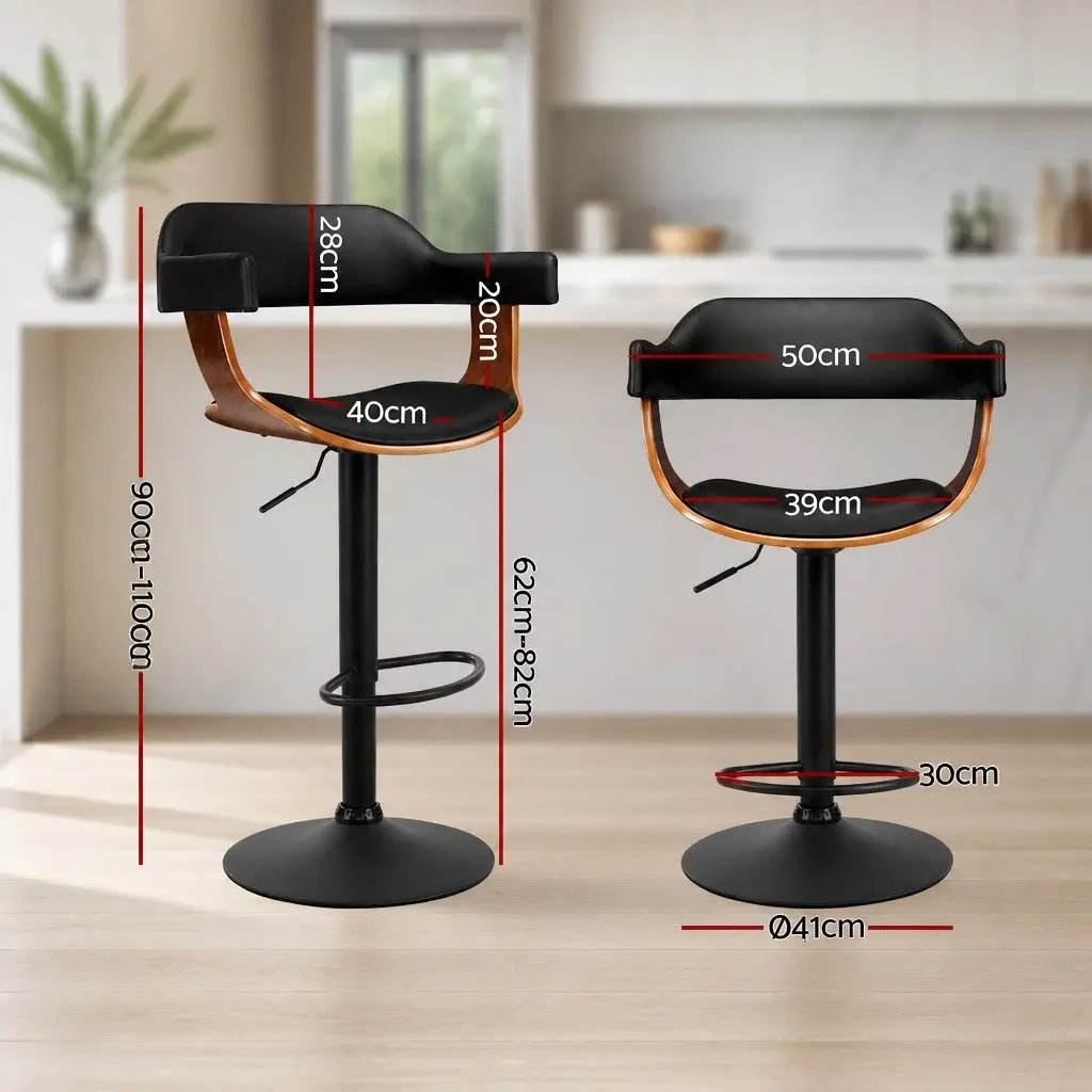 Black PU Leather Bar Stools with Armrest