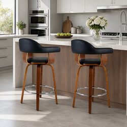 Stylish Bar Stools Set of 2 with Padded Seats