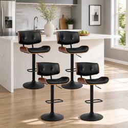 4 Pack Bar Stools with Gas Lift and Padded Seats
