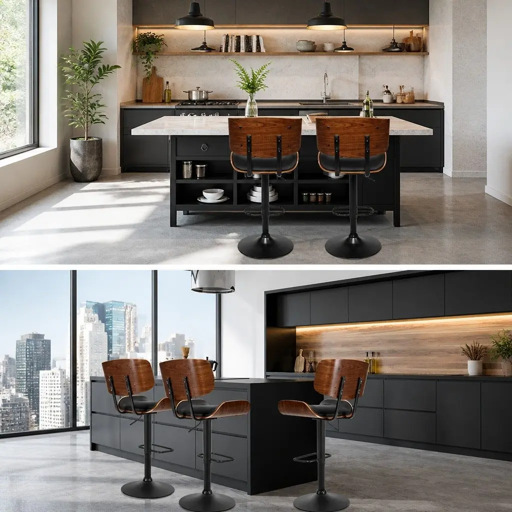 Adjustable Bar Stool with 360-Degree Swivel