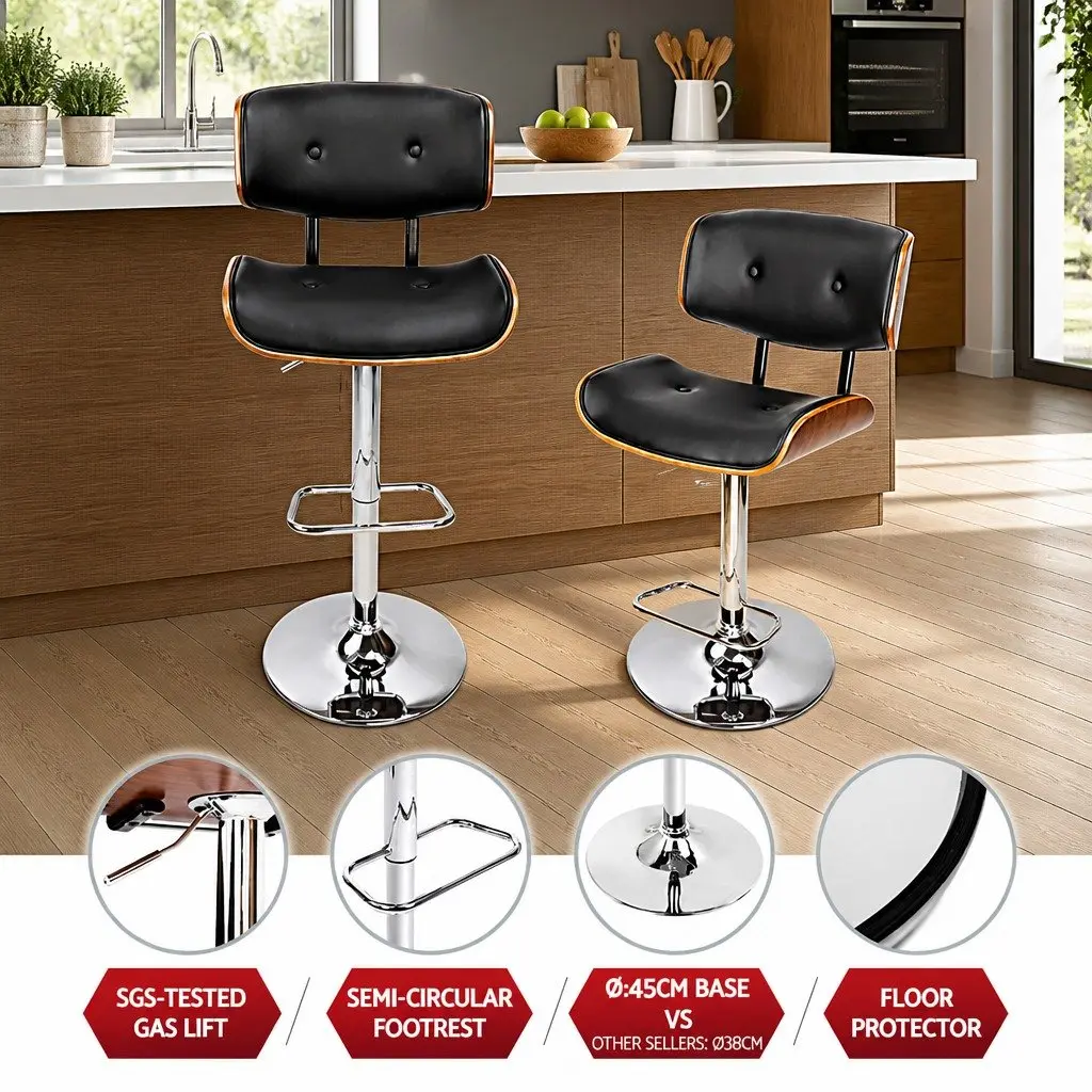 Set of 4 Adjustable Gas Lift Bar Stools with Swivel Functionality