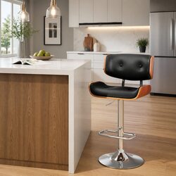 Stylish Black Bar Stools with Gas Lift & Chrome Base