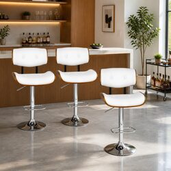 Set of 4 Adjustable Bar Stools with Chrome Base