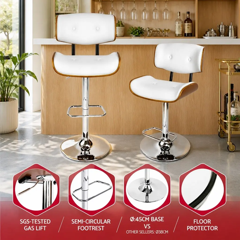 Set of 4 Adjustable Bar Stools with Chrome Base