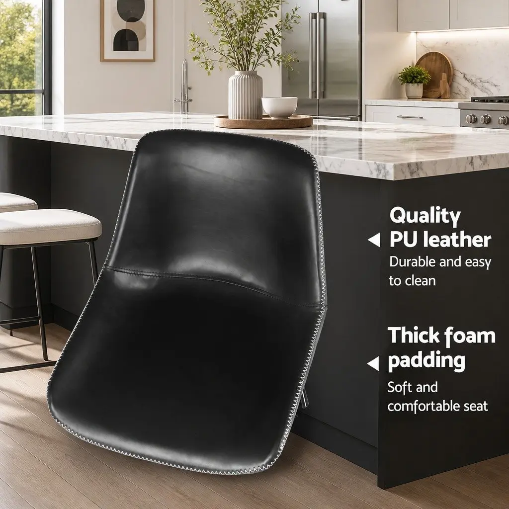 Bar Stools PU Leather Black Metal Frame Counter Height Set of 4
