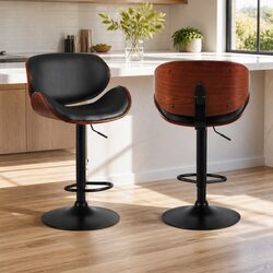 Premium Black Bar Stools Set of 4 with Gas Lift
