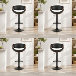 Premium Bar Stools Gas Lift 4-Piece Set with Armrests