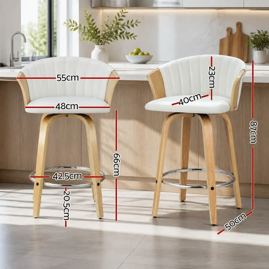 White Leather Swivel Bar Stools for Kitchen