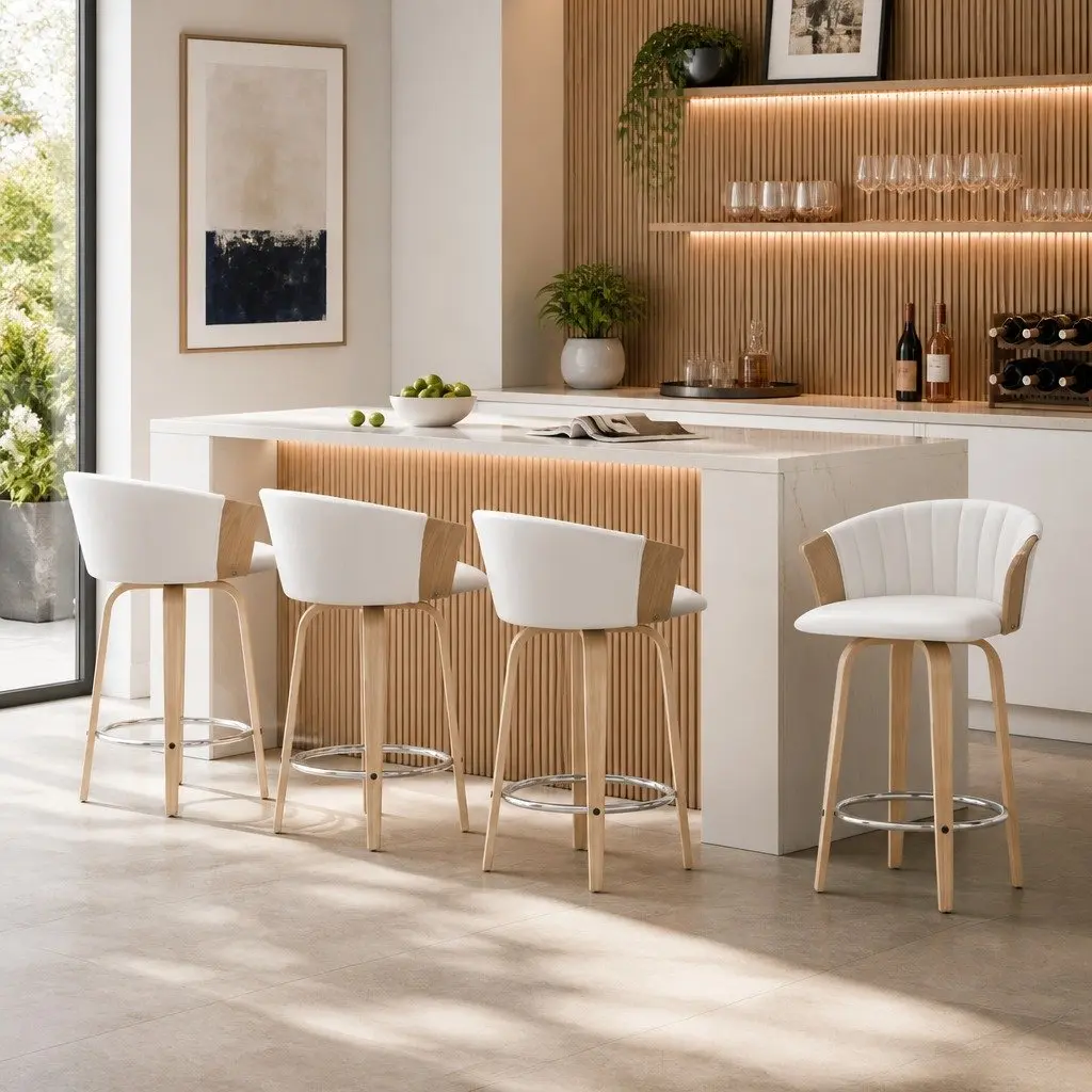 Swivel Bar Stools Set of 4 with Backrest
