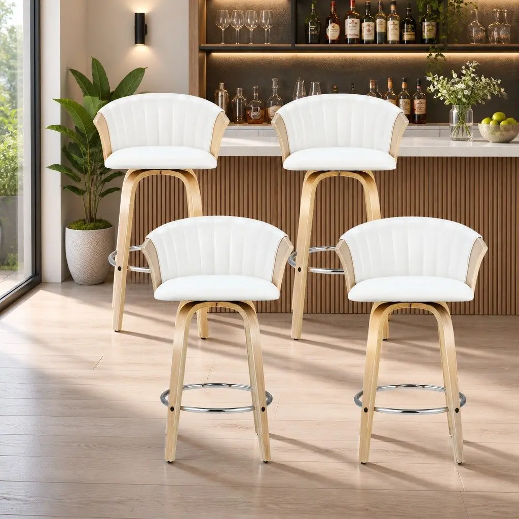 Swivel Bar Stools Set of 4 with Backrest