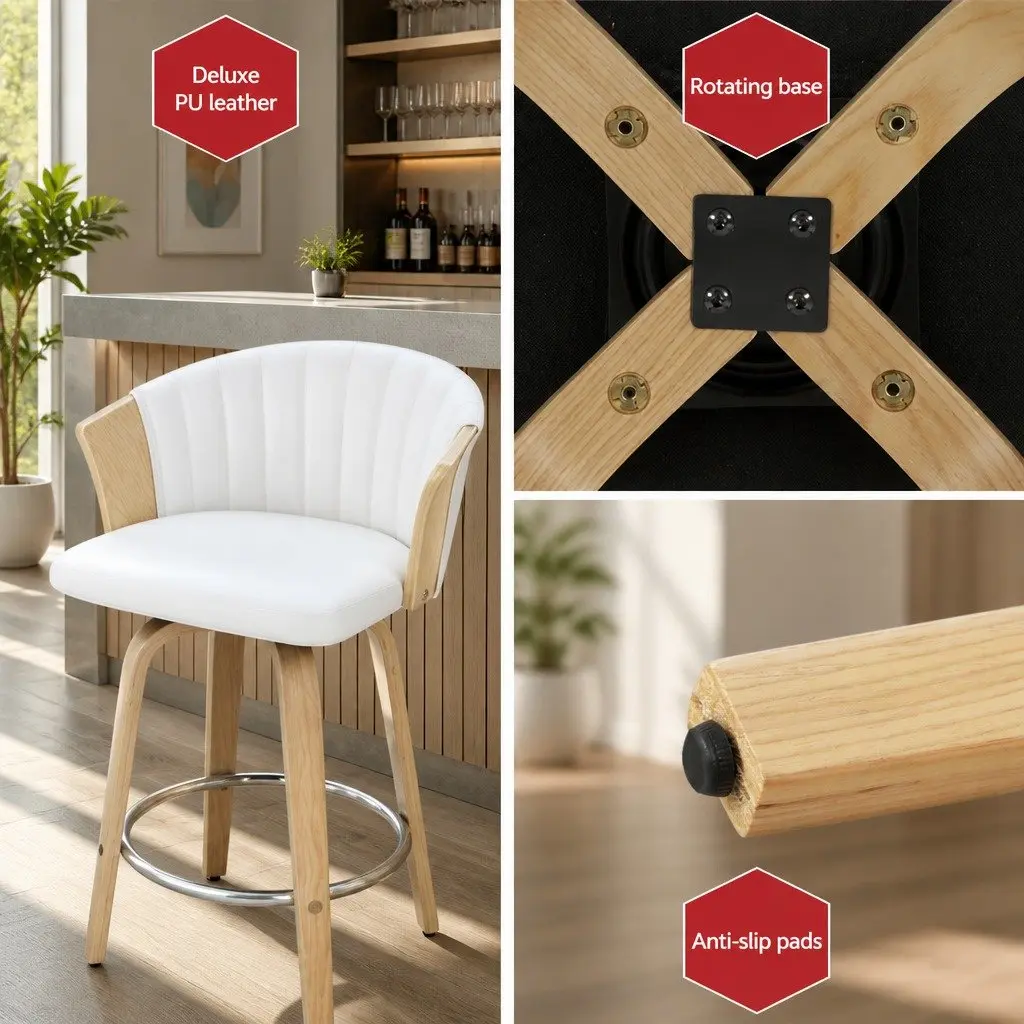 Swivel Bar Stools Set of 4 with Backrest