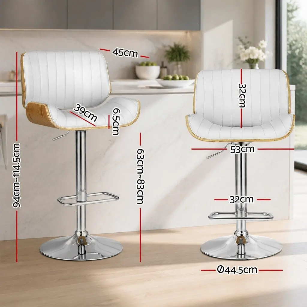 White Adjustable Bar Stools with Swivel Function