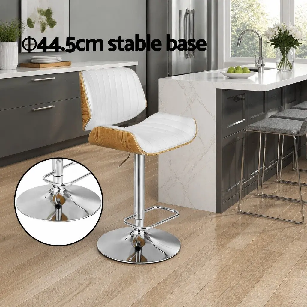 White Adjustable Bar Stools with Swivel Function