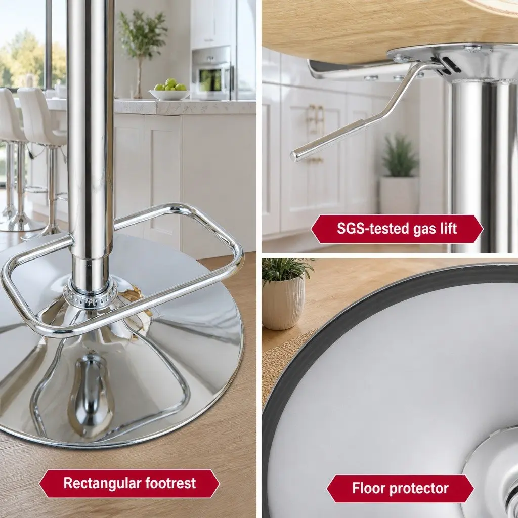 Adjustable Bar Stools 4-Pack in White Leather