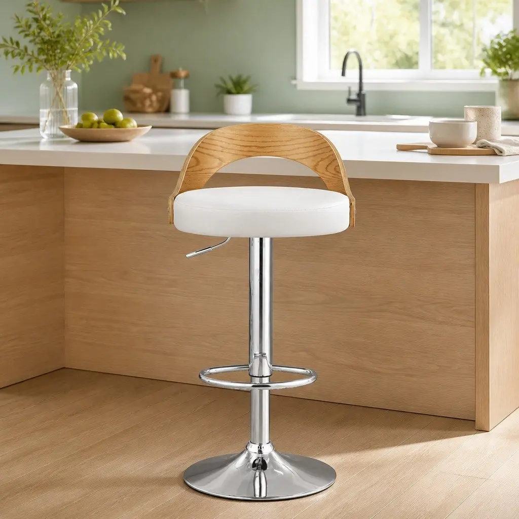 Adjustable Height Bar Stools with Padded Seat and Chrome Base