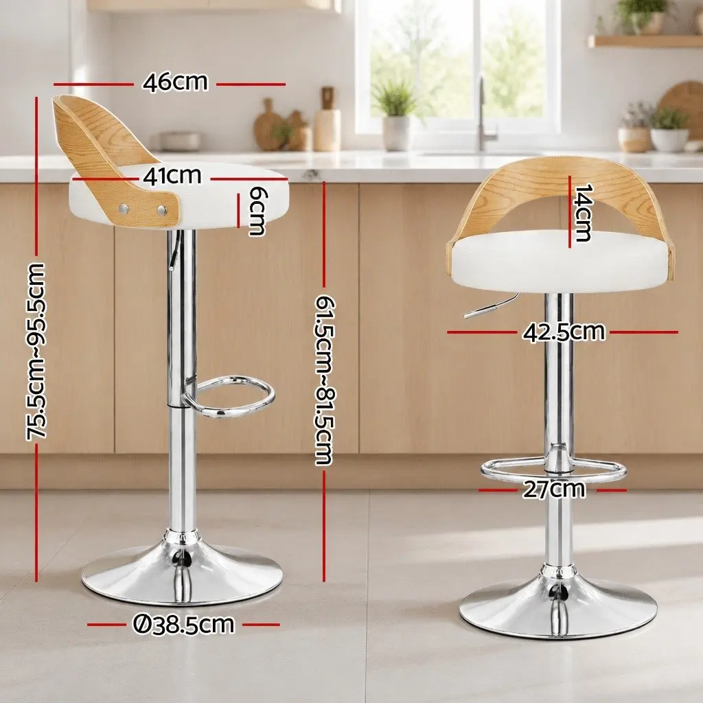 Adjustable Height Bar Stools with Padded Seat and Chrome Base
