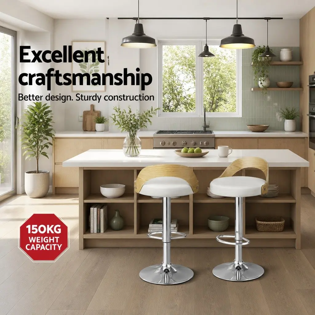 Adjustable Height Bar Stools with Padded Seat and Chrome Base