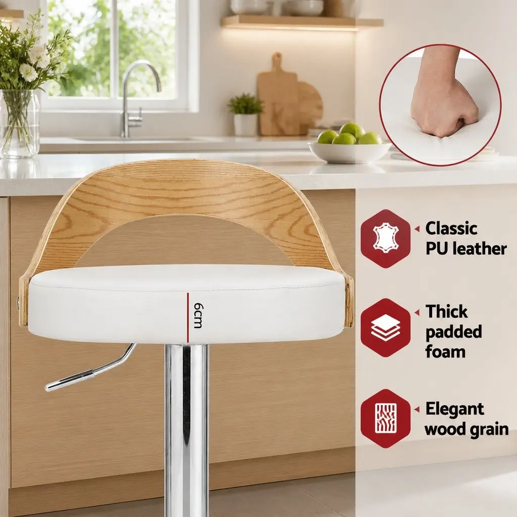 Adjustable Height Bar Stools with Padded Seat and Chrome Base