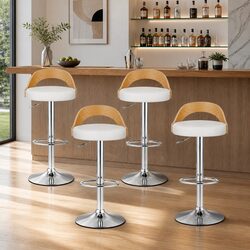 Premium Adjustable Bar Stools with Padded Bentwood Seat