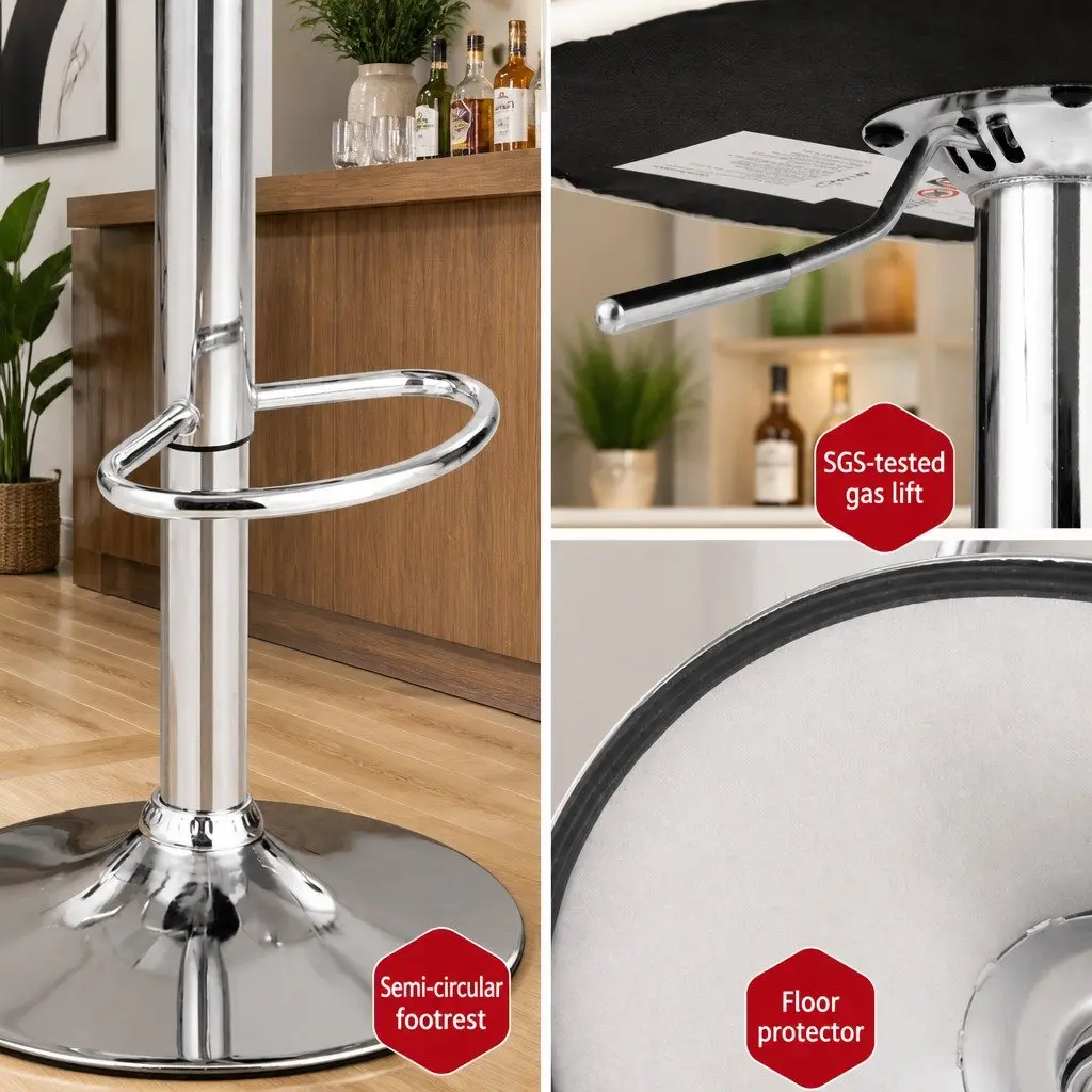 Adjustable Bar Stools with Padded Bentwood Seat