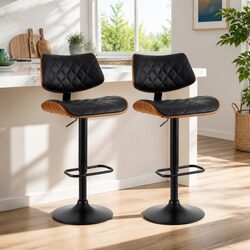 Stylish Black Bar Stools with Padded Seats and Gas Lift