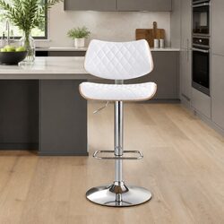Adjustable Height White Bar Stool with Swivel Seat