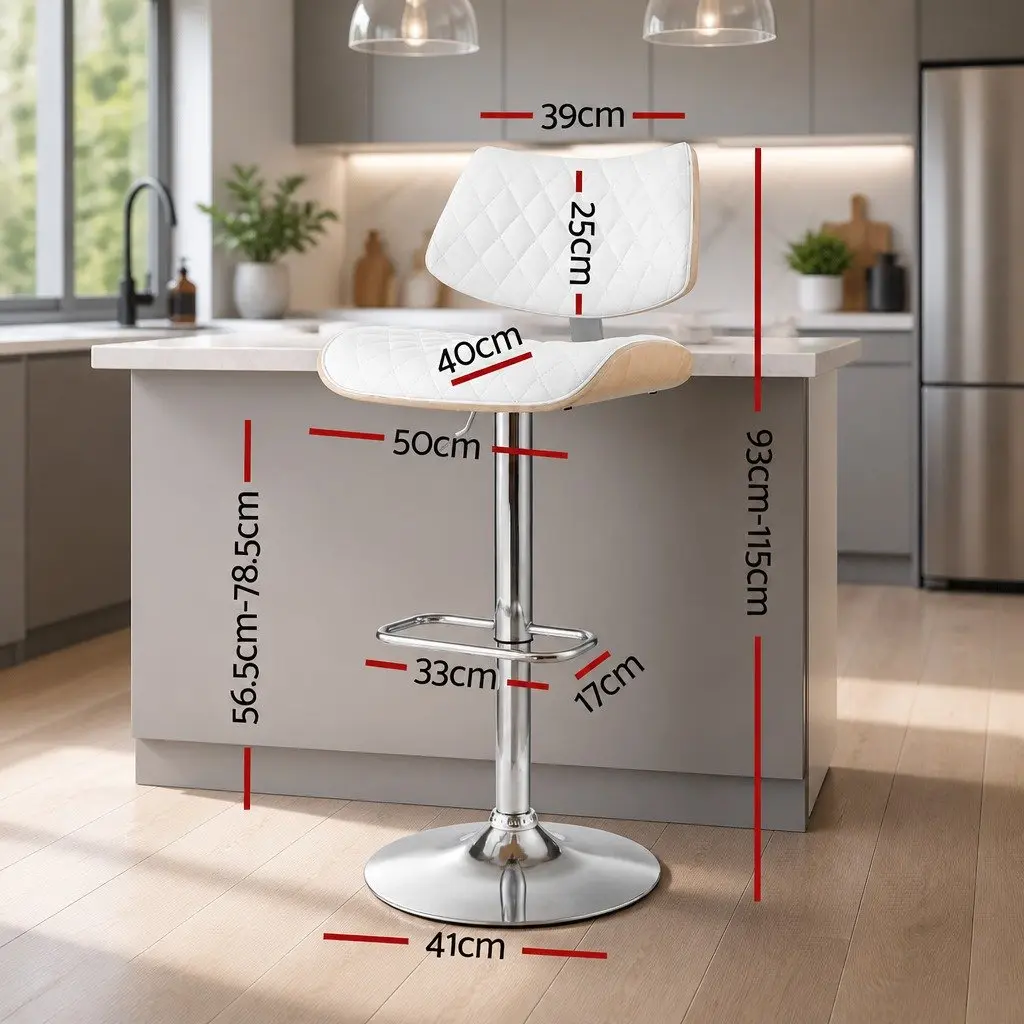 Adjustable Height White Bar Stool with Swivel Seat