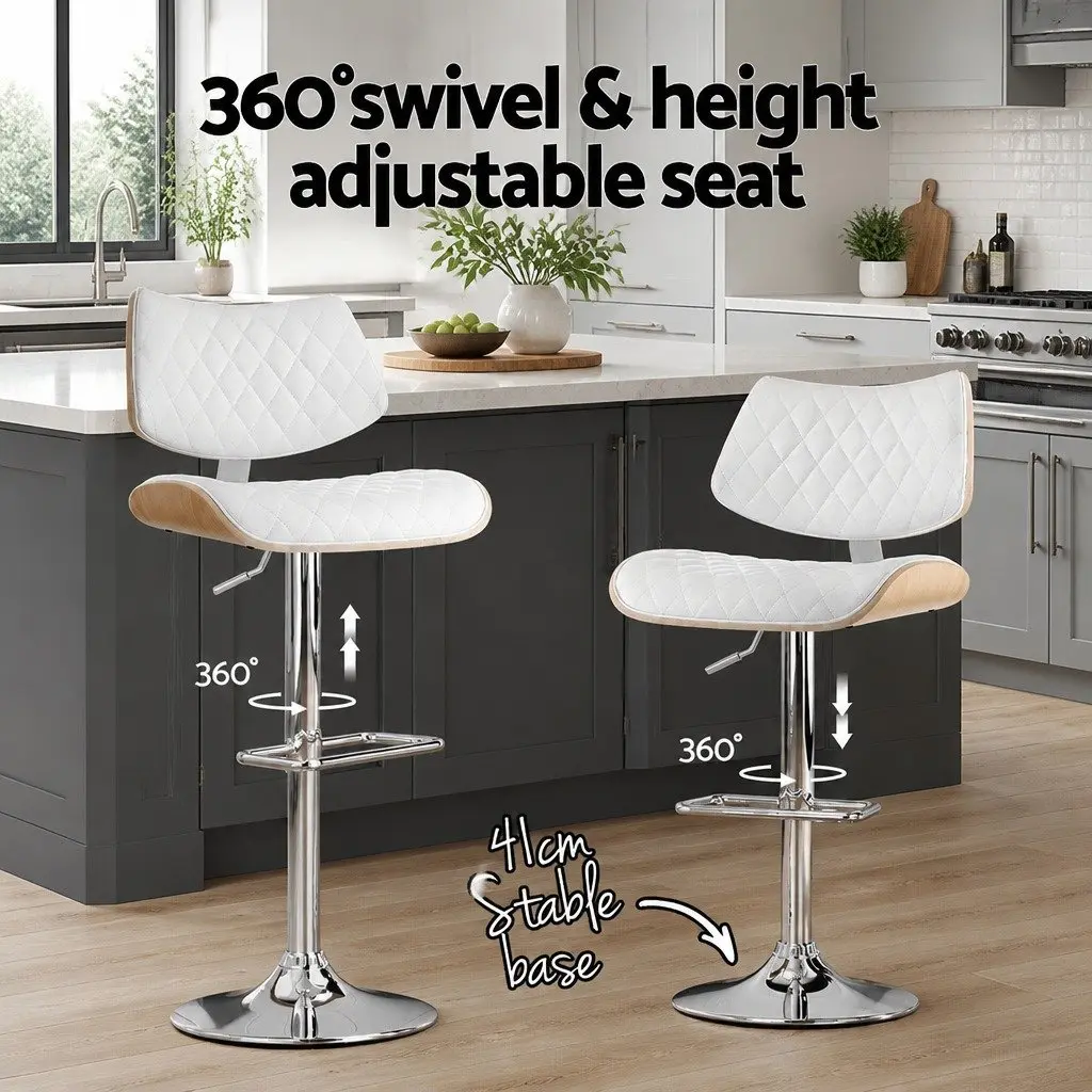 Adjustable Height White Bar Stool with Swivel Seat