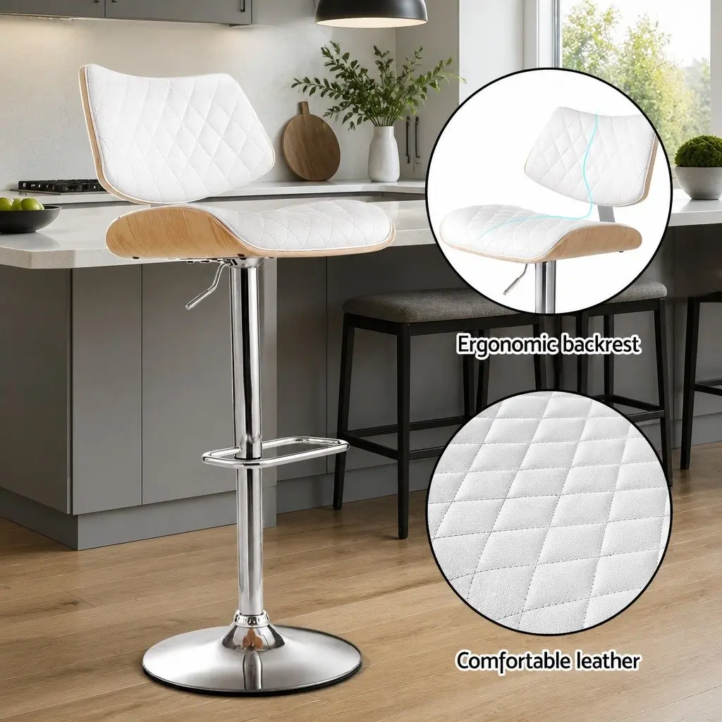 Adjustable Height White Bar Stool with Swivel Seat