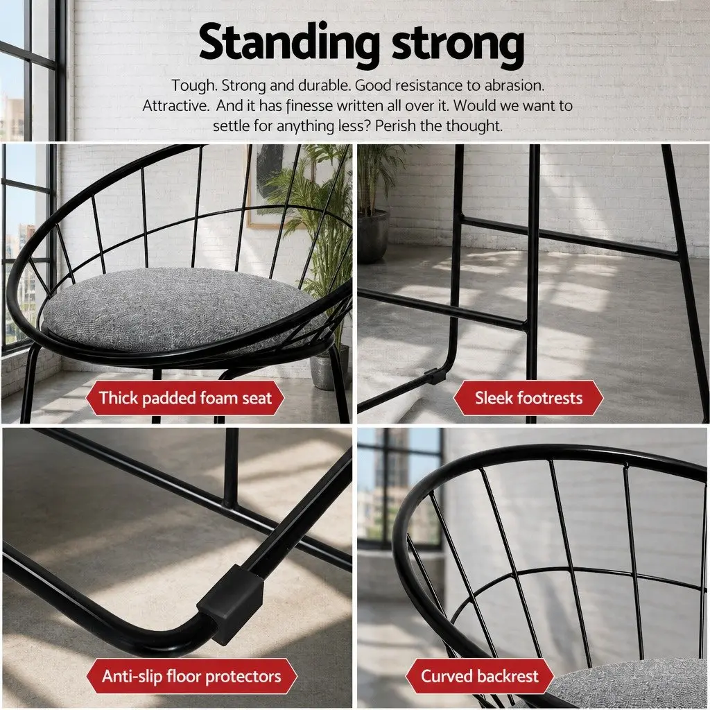 Bar Stools Set of 4 Padded Seat Curved Backrest Black Kitchen Counter Height