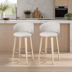 Bar Stools Set of 2 Dining Chairs Contoured Backrest Padded Seat Kitchen Stool