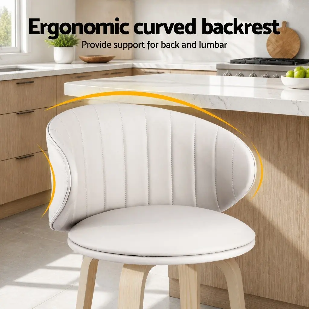 Set of 2 Bar Stools with Contoured Backrest