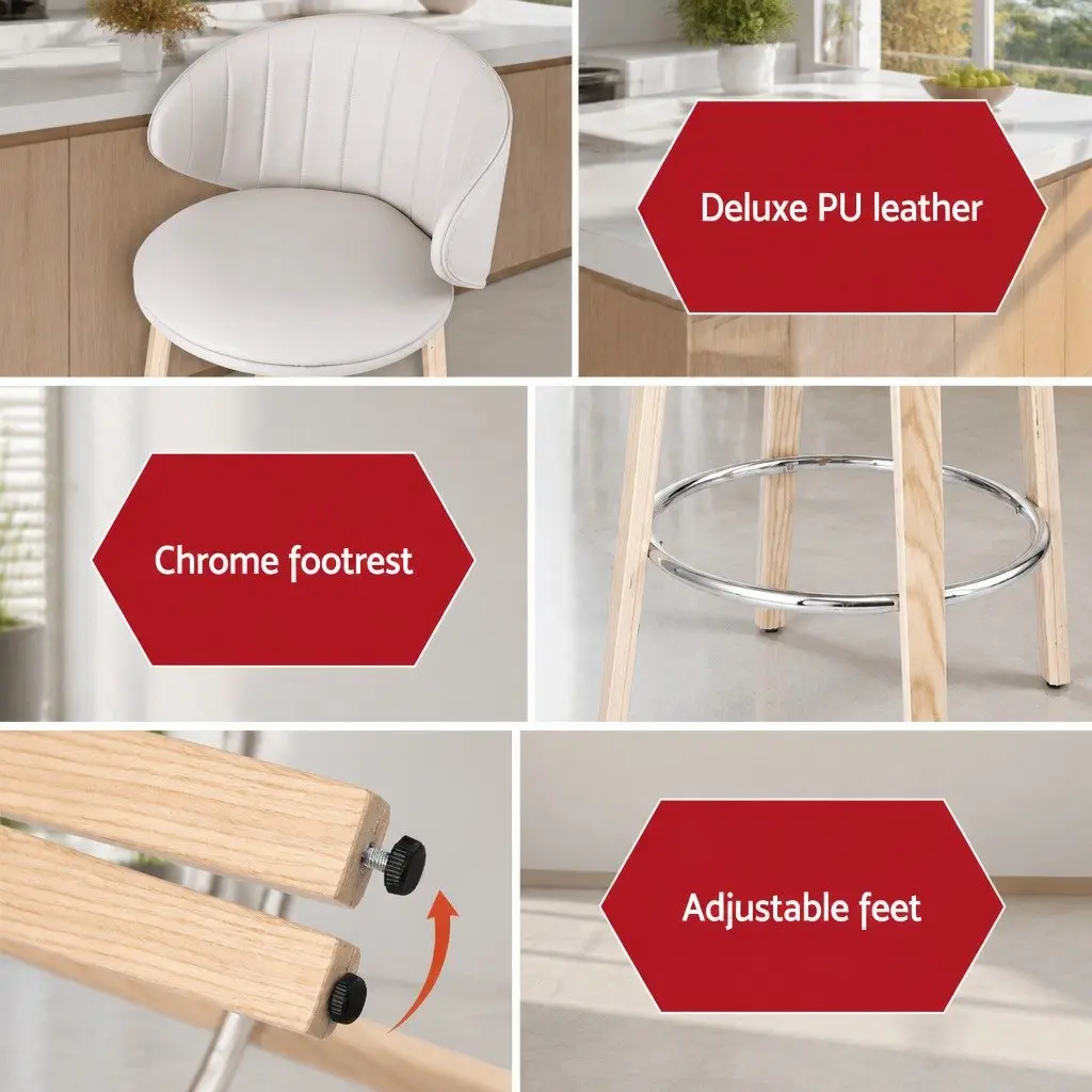 Set of 2 Bar Stools with Contoured Backrest