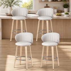 Set of 4 Bar Stools Dining Chairs Contoured Backrest Padded Seat Kitchen Stool